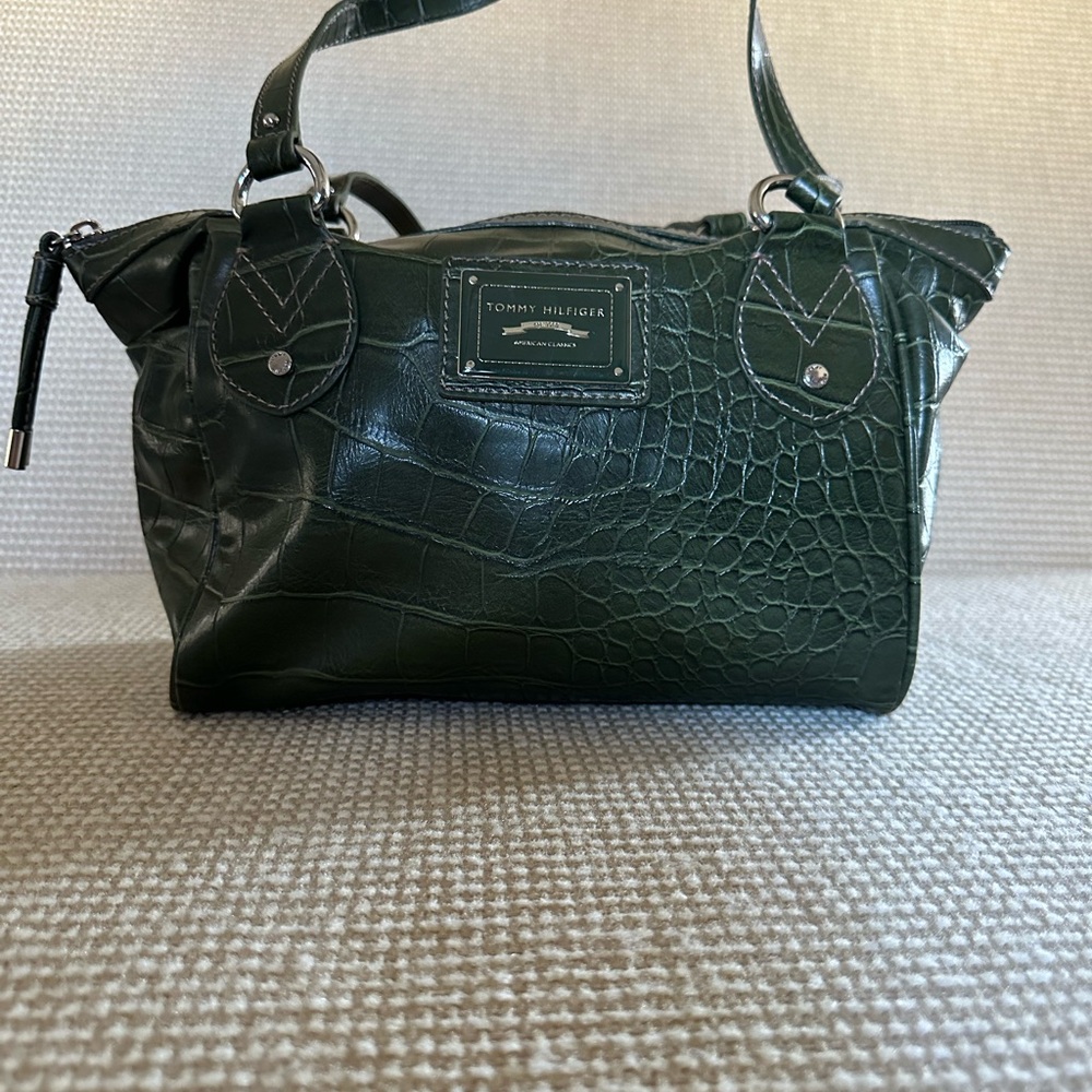 Tommy Hilfiger Green Croc-Embossed Women's Bag